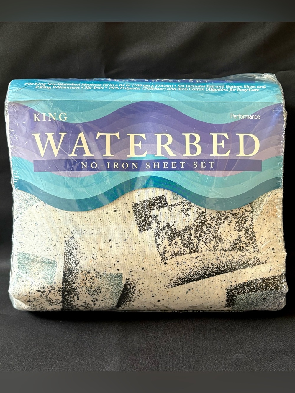 Vintage Springs Home King Waterbed Sheet Set Geometric Abstract Munich NEW RARE